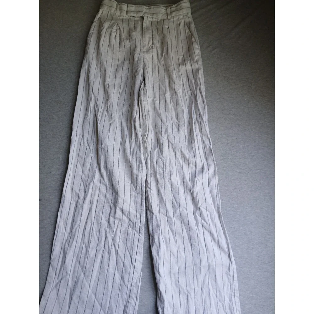 Banana Republic Pants 4 Linen Wide Leg Pleated Trouser Work Career Corp Office